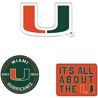 WinCraft Miami Hurricanes 3-Pack Premium Fridge Magnet Set