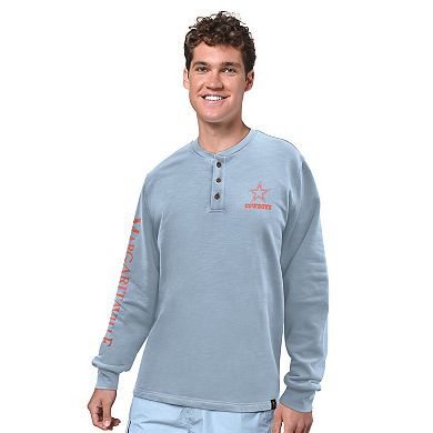 Men's Margaritaville Light Blue Dallas Cowboys Five O'Clock Henley Long Sleeve T-Shirt