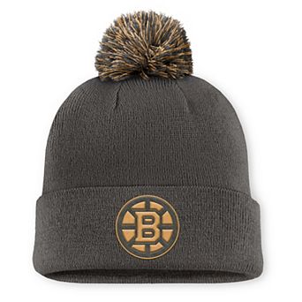 Men's Fanatics Charcoal Boston Bruins Authentic Pro Military Appreciation Cuffed Knit Hat with Pom