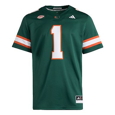 Men's adidas #1 Green Miami Hurricanes Premier Jersey