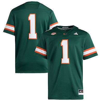 Men's adidas #1 Green Miami Hurricanes Premier Jersey