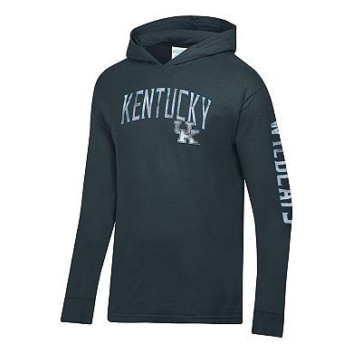 Men's ComfortWash Charcoal Kentucky Wildcats Long Sleeve Hooded T-Shirt