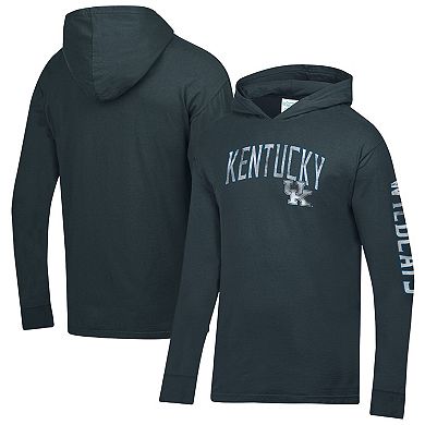 Men's ComfortWash Charcoal Kentucky Wildcats Long Sleeve Hooded T-Shirt