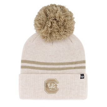 Women's '47 Natural South Carolina Gamecocks Core & Inline Latte Cuffed Knit Hat with Pom