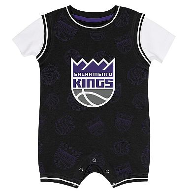 Infant Outerstuff Black Sacramento Kings Logo Mania Romper