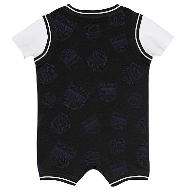 Infant Outerstuff Black Sacramento Kings Logo Mania Romper