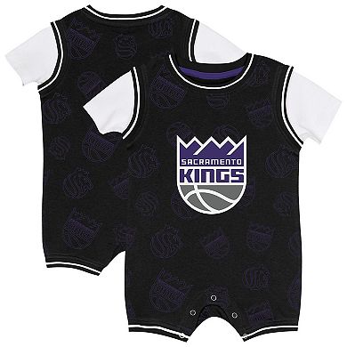 Infant Outerstuff Black Sacramento Kings Logo Mania Romper