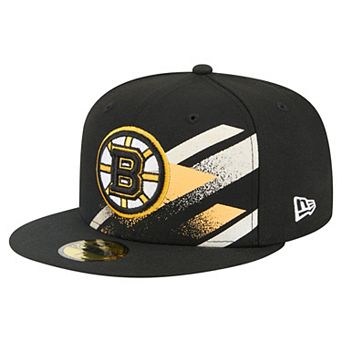 Men's New Era Black Boston Bruins Faded Lines 59FIFTY Fitted Hat