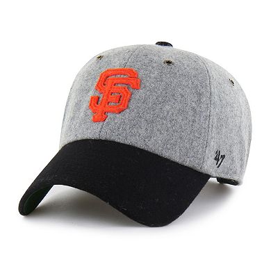 Men's '47 Gray/Black San Francisco Giants Golden Age Wool Clean Up Adjustable Hat