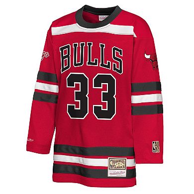 Youth Mitchell & Ness Scottie Pippen Red Chicago Bulls Maxxed Out 2.0 Fashion Hockey Jersey