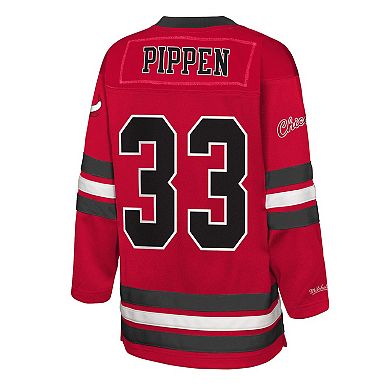 Youth Mitchell & Ness Scottie Pippen Red Chicago Bulls Maxxed Out 2.0 Fashion Hockey Jersey