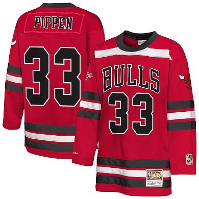 Youth Mitchell & Ness Scottie Pippen Red Chicago Bulls Maxxed Out 2.0 Fashion Hockey Jersey