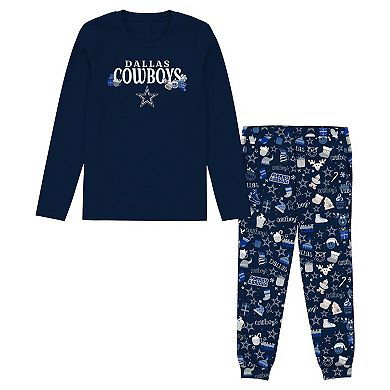 Toddler Outerstuff Navy Dallas Cowboys Chestnut Holiday Sleep Set