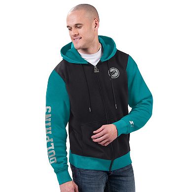 Men's Starter Black/Aqua Miami Dolphins Thursday Night Gridiron Full-Zip Hoodie