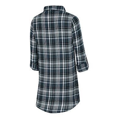 Women's Concepts Sport Black Las Vegas Raiders Laney Plaid Tri-Blend Full-Button Nightshirt