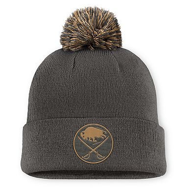 Men's Fanatics Charcoal Buffalo Sabres Authentic Pro Military Appreciation Cuffed Knit Hat with Pom