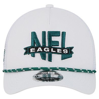 Men's New Era White Philadelphia Eagles NFL 9FORTY A-Frame M-Crown Adjustable Trucker Hat
