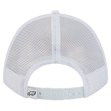 Men's New Era White Philadelphia Eagles NFL 9FORTY A-Frame M-Crown Adjustable Trucker Hat