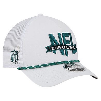 Men's New Era White Philadelphia Eagles NFL 9FORTY A-Frame M-Crown Adjustable Trucker Hat