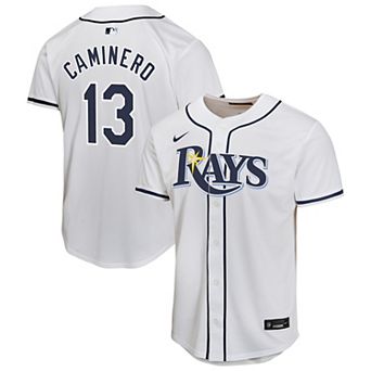 Youth Nike Junior Caminero White Tampa Bay Rays Home Player Game Jersey