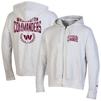 Men's Champion Heather Gray Washington Commanders Reverse Weave Full-Zip Hoodie
