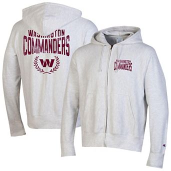 Men's Champion Heather Gray Washington Commanders Reverse Weave Full-Zip Hoodie
