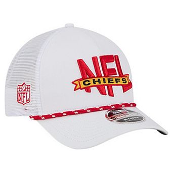 Men's New Era White Kansas City Chiefs NFL 9FORTY A-Frame M-Crown Adjustable Trucker Hat