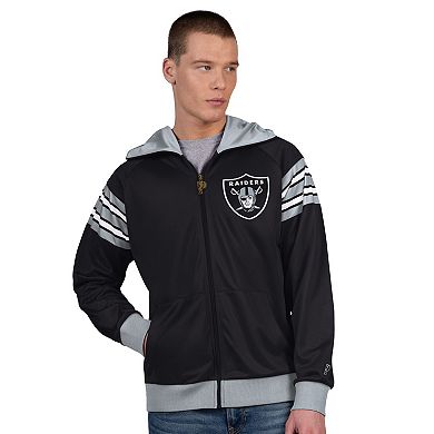 Men's Pro Player Black/Silver Las Vegas Raiders Helmet Full-Zip Hooded Track Jacket