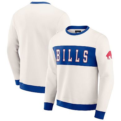 Men's Darius Rucker Collection by Fanatics Cream Buffalo Bills Colorblock Pullover Sweatshirt