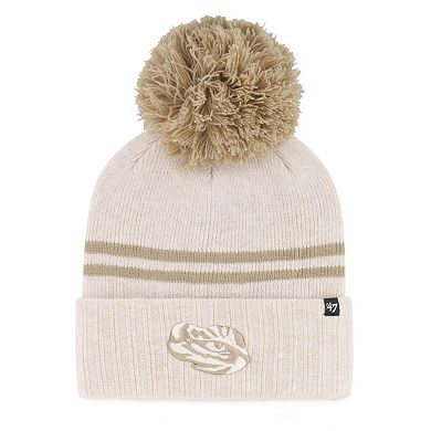 Women's '47 Natural LSU Tigers Core & Inline Latte Cuffed Knit Hat with Pom