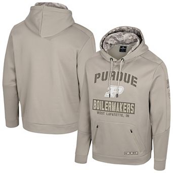 Men's Colosseum Oatmeal Purdue Boilermakers Operation Hat Trick Battalion Hoodie Sweatshirt