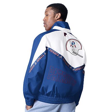 Men's Pro Player White/Royal New England Patriots Retro Tape II Lightweight Full-Zip Jacket