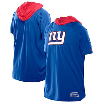 Men's New Era Royal New York Giants Combine Authentic Hooded Raglan Short-Sleeve T-Shirt