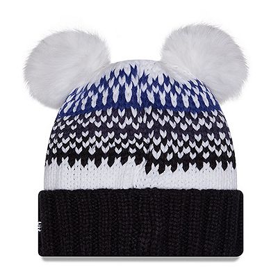 Women's New Era Navy Penn State Nittany Lions Double Pom & Print Cuffed Knit Hat