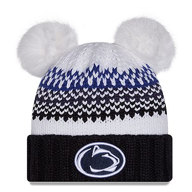 Women's New Era Navy Penn State Nittany Lions Double Pom & Print Cuffed Knit Hat