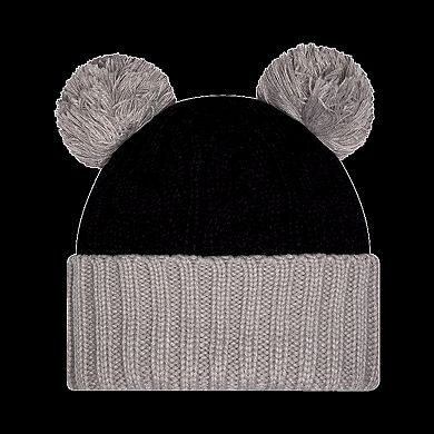 Women's New Era Black Penn State Nittany Lions Tonal Cuffed Knit Hat with Double Poms