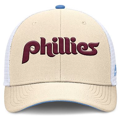 Men's Nike Natural Philadelphia Phillies Cooperstown Collection Dri-FIT Rise Trucker Adjustable Hat