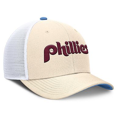 Men's Nike Natural Philadelphia Phillies Cooperstown Collection Dri-FIT Rise Trucker Adjustable Hat