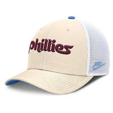 Men's Nike Natural Philadelphia Phillies Cooperstown Collection Dri-FIT Rise Trucker Adjustable Hat