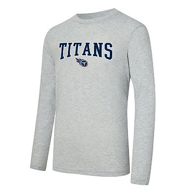 Men's Concepts Sport Navy/Heather Gray Tennessee Titans Regulate Long Sleeve T-Shirt and Plaid Pant Set