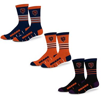 Unisex Starter Chicago Bears Stripe Zones Socks 3 Pack
