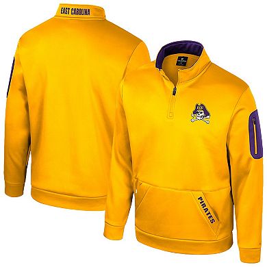 Men's Colosseum Gold ECU Pirates Mainframe Fleece Quarter-Zip Jacket