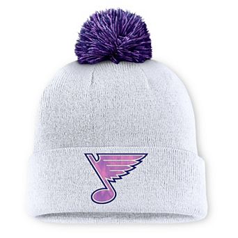 Men's Fanatics White St. Louis Blues Authentic Pro Hockey Fights Cancer Cuffed Knit Hat with Pom