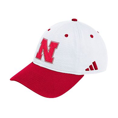 Unisex adidas White/Scarlet Nebraska Huskers Seasonal Baseball Slouch Adjustable Hat