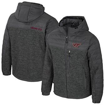 Men's Colosseum Charcoal Virginia Tech Hokies Nightman Full-Zip Hoodie Puffer Jacket