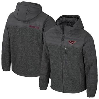 Men's Colosseum Charcoal Virginia Tech Hokies Nightman Full-Zip Hoodie Puffer Jacket