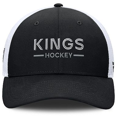 Men's Fanatics Black/White Los Angeles Kings Authentic Pro Rink Lockup Adjustable Trucker Hat