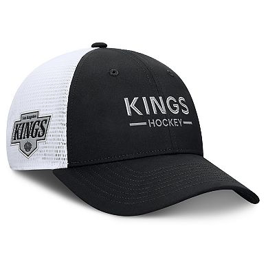 Men's Fanatics Black/White Los Angeles Kings Authentic Pro Rink Lockup Adjustable Trucker Hat