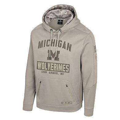 Men's Colosseum Oatmeal Michigan Wolverines Operation Hat Trick Battalion Hoodie