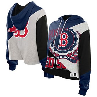 Women's New Era Boston Red Sox Upcycled Color Block Cropped Boxy Hoodie